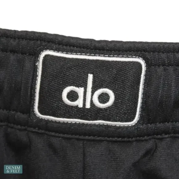 Alo Yoga Prizewinner Track Pants Black Wide Leg Logo Waistband Athleisure Small - Picture 6 of 13